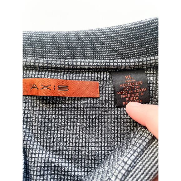 Axis Gray and Black Patterned Long Sleeve Mercerized Cotton Polo Shirt Size XL - Picture 2 of 6